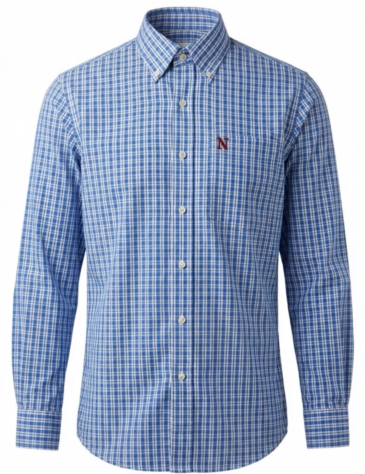 NINETY Men's Long Sleeve Shirt - Blue/Red Check