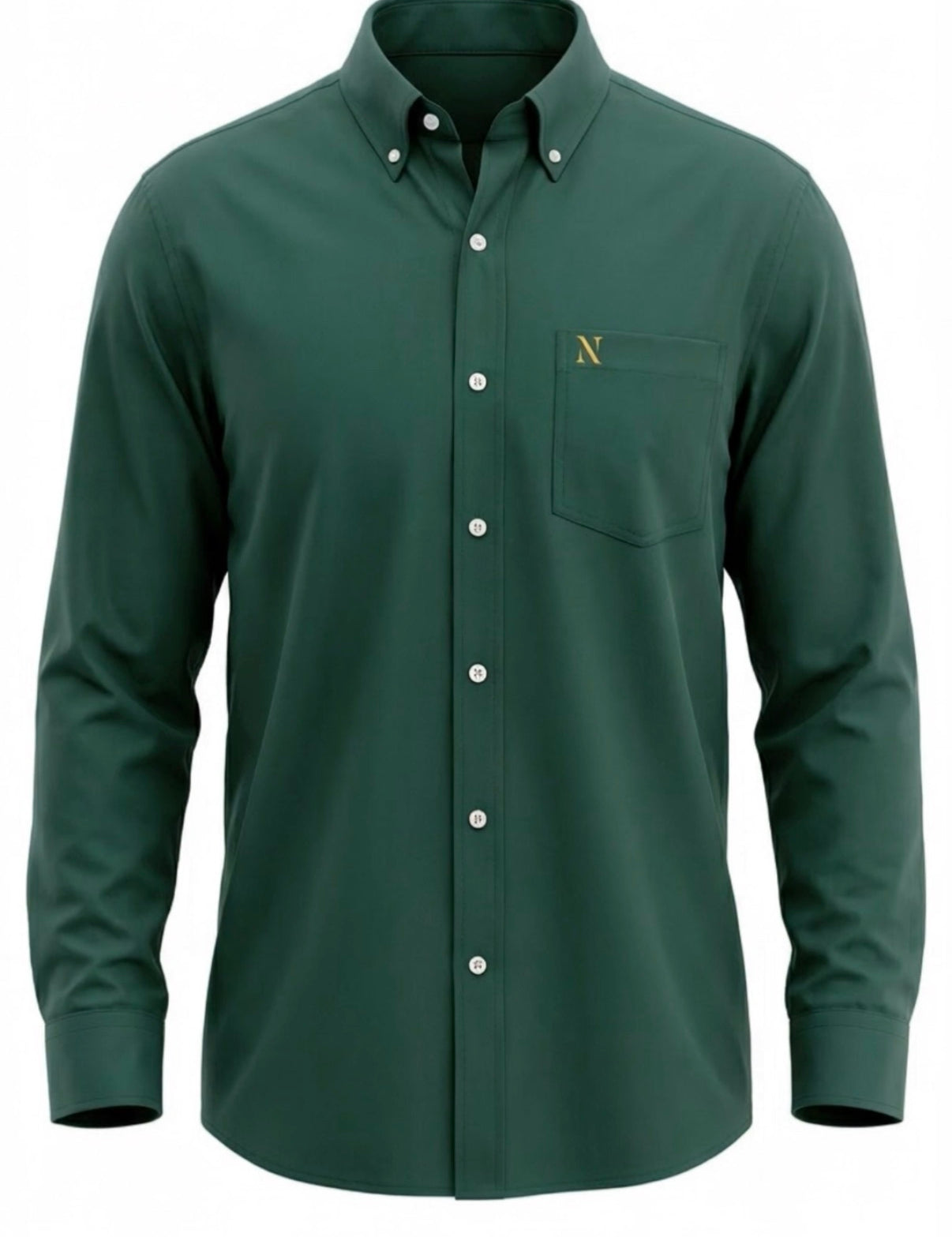NINETY Men's Long Sleeve Shirt - Forest Green