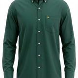 NINETY Men's Long Sleeve Shirt - Forest Green