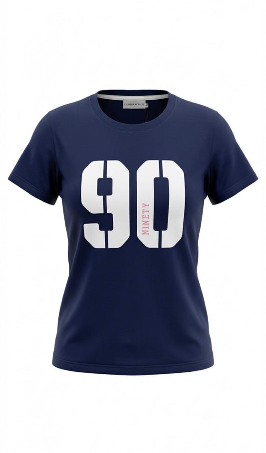 Ladies Ninety Logo Tee - Navy