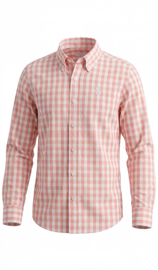 NINETY Kids Long Sleeve Shirt - Peach Check
