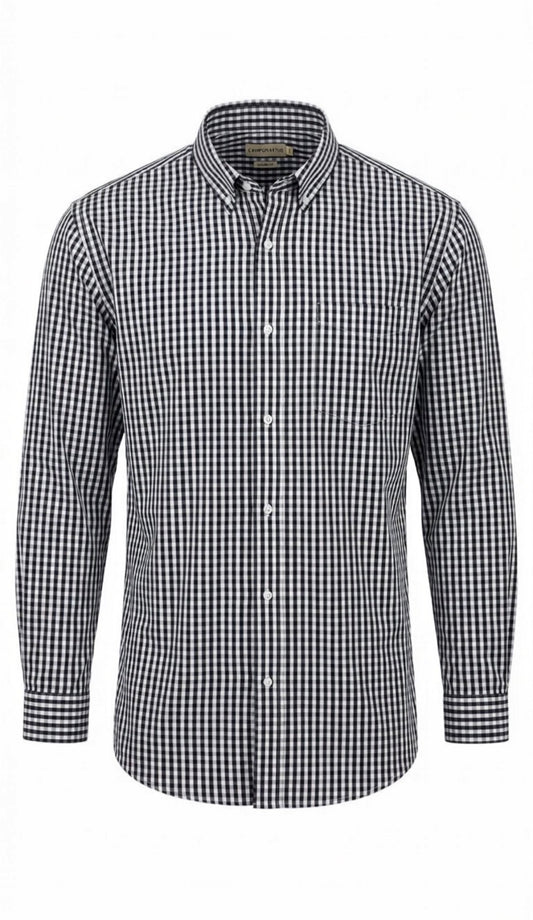 Men's Long Sleeve Shirt - Navy Check
