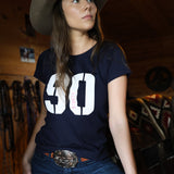 Ladies Ninety Logo Tee - Navy