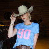 Ladies Ninety Logo Tee - Cornflower
