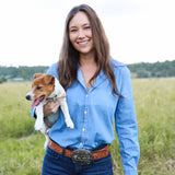 NINETY Ladies Classic Fit Long Sleeve Shirt - Denim Wash
