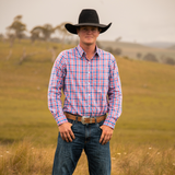 Men's Long Sleeve Shirt - Red/Blue Plaid