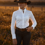 Ladies Slim Fit Long Sleeve Shirt - White