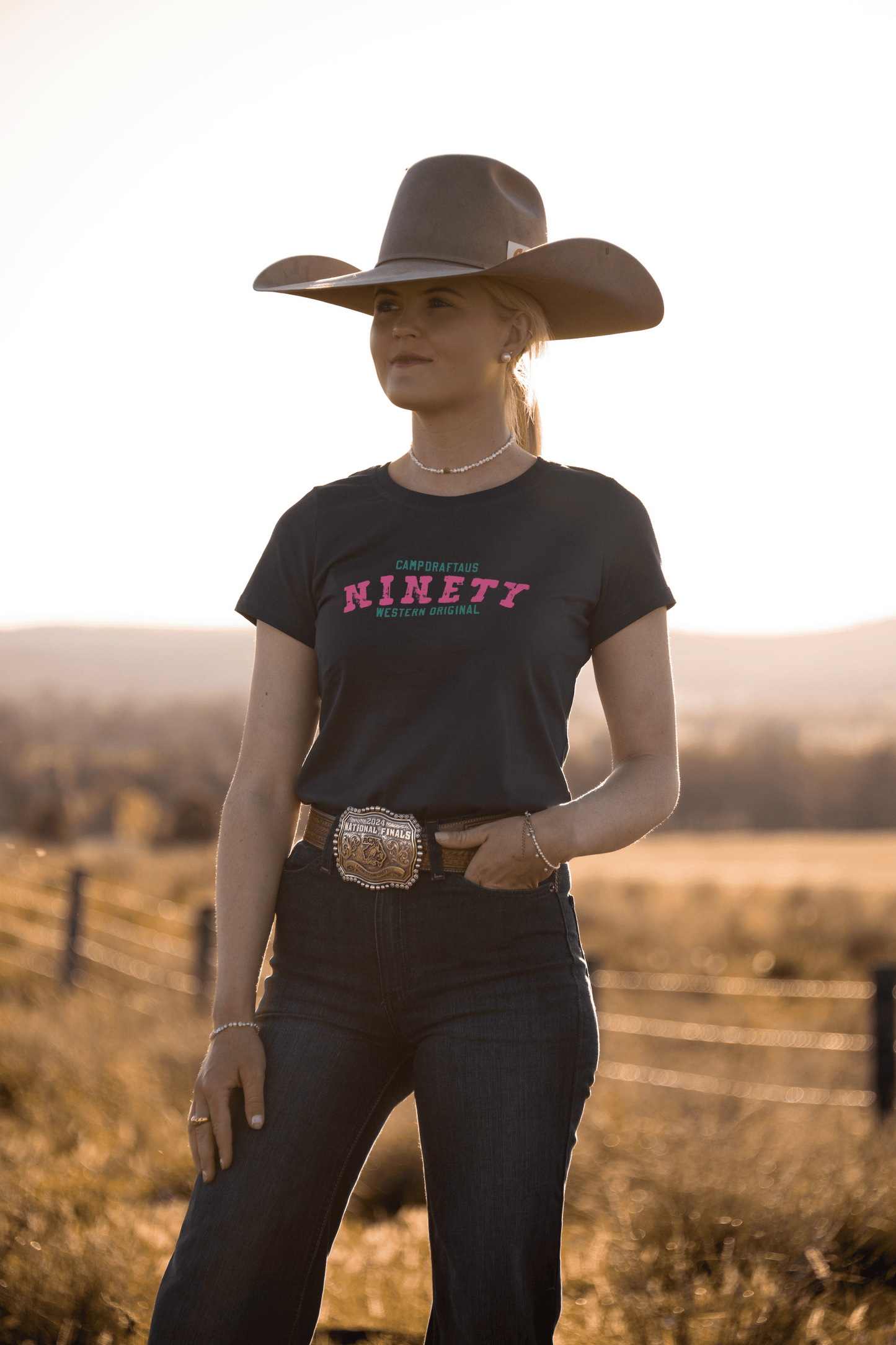 Ladies Ninety Logo Tee - Petrol Blue