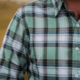 Men's Long Sleeve Shirt - Retro Mint Green Plaid