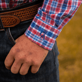 Men's Long Sleeve Shirt - Red/Blue Plaid