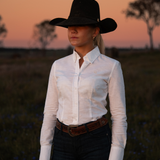 Ladies Slim Fit Long Sleeve Shirt - White