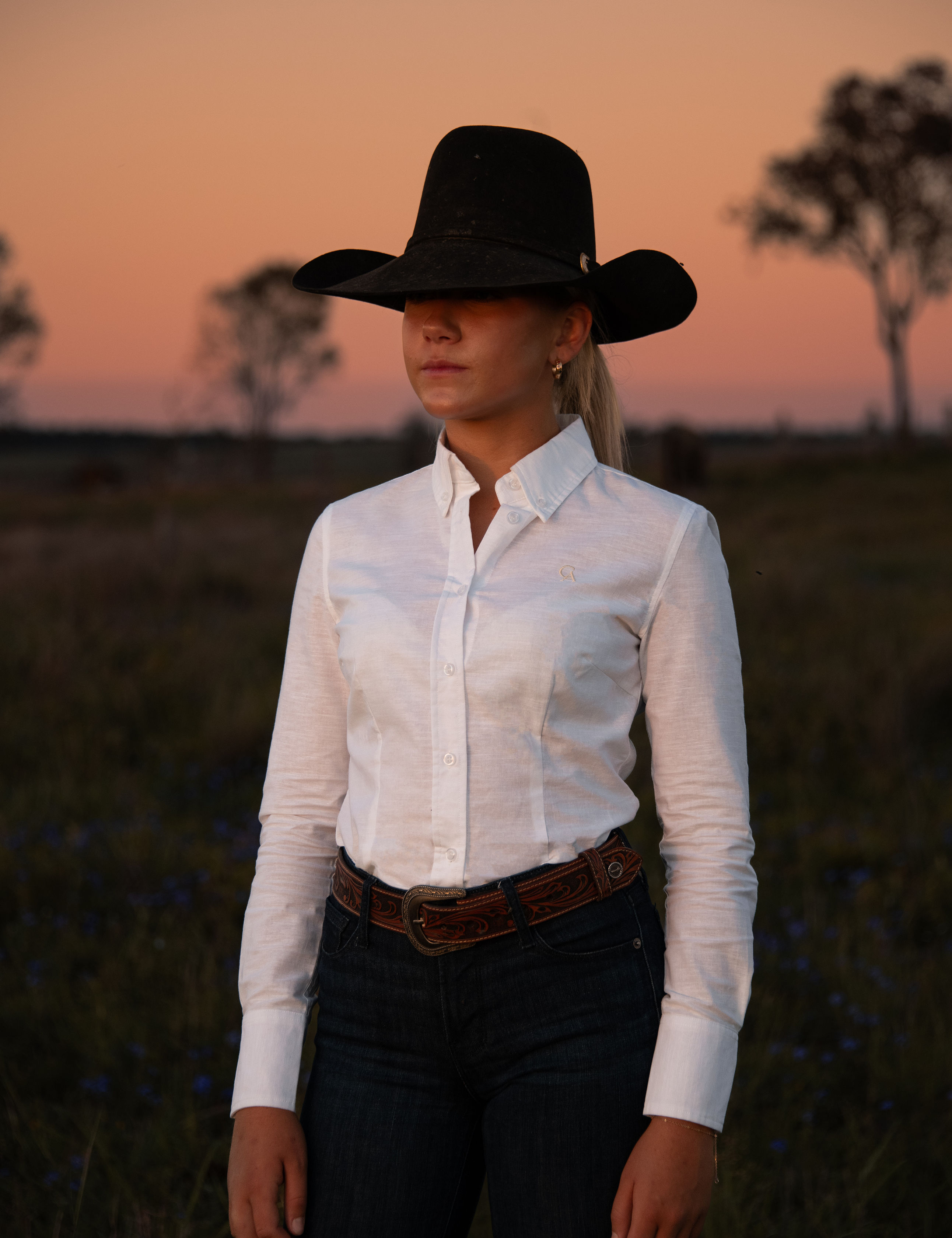 Ladies Slim Fit Long Sleeve Shirt - White
