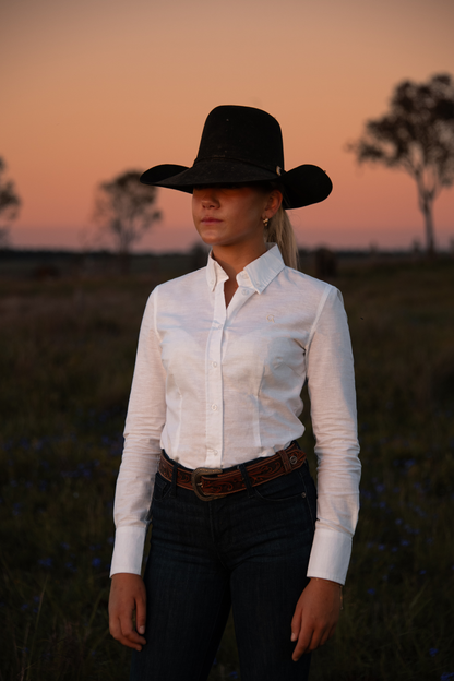 Ladies Slim Fit Long Sleeve Shirt - White