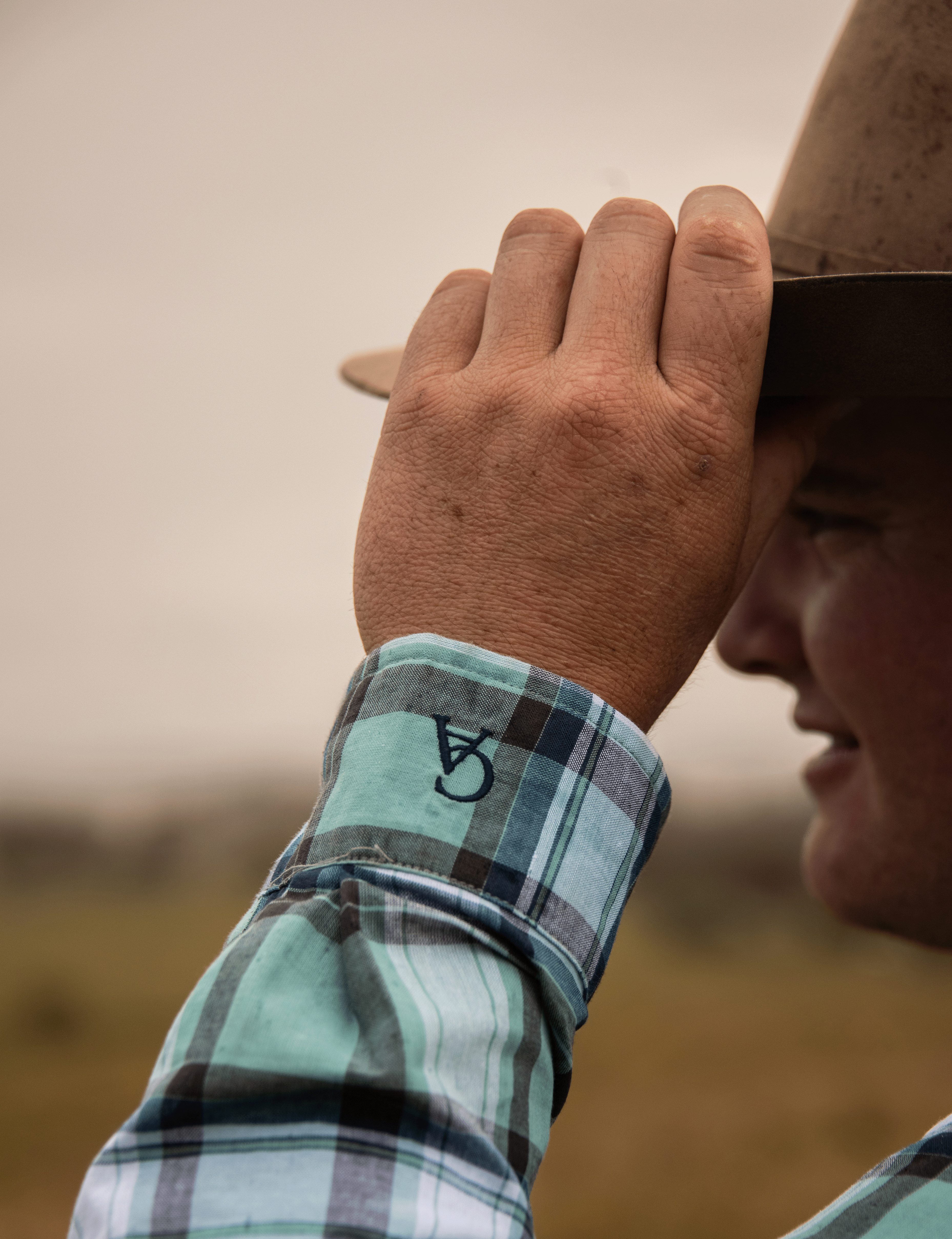 Men's Long Sleeve Shirt - Retro Mint Green Plaid