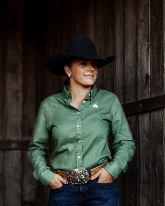 Ladies Long Sleeve Shirt - Bottle Green