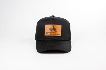 CLEARANCE - CampdraftAus Black/Leather Patch Cap