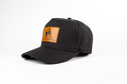 CLEARANCE - CampdraftAus Black/Leather Patch Cap