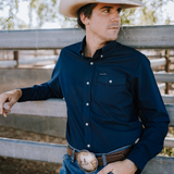 Mens Long Sleeve Navy Oxford