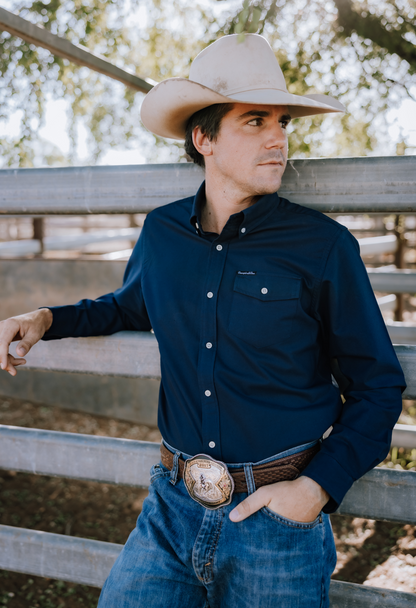 Mens Long Sleeve Navy Shirt