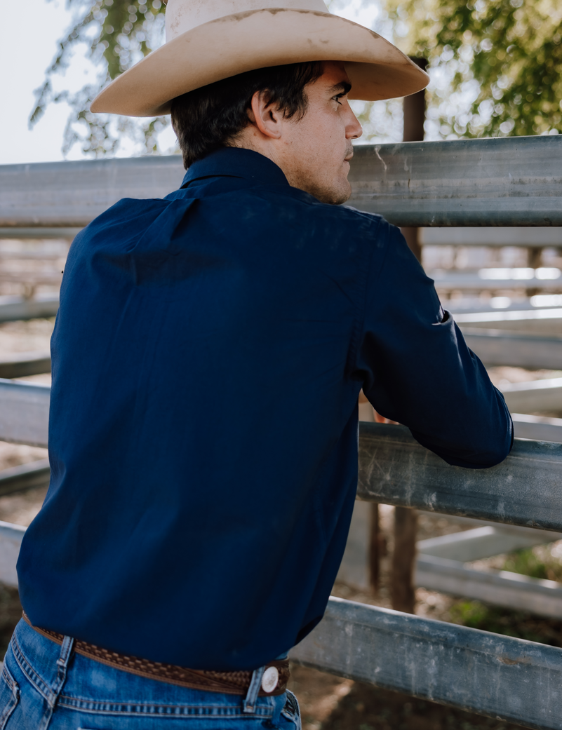 Mens Long Sleeve Navy Oxford