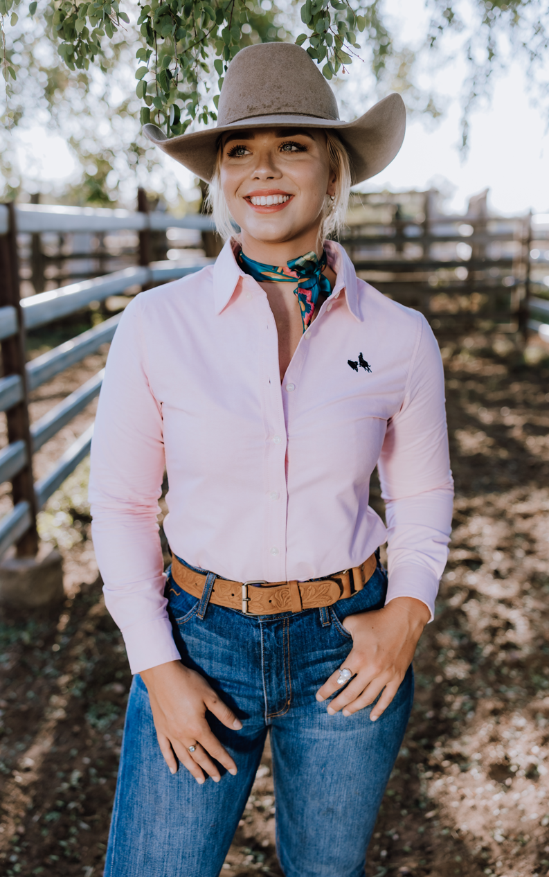 CLEARANCE - Ladies Peach Oxford Shirt