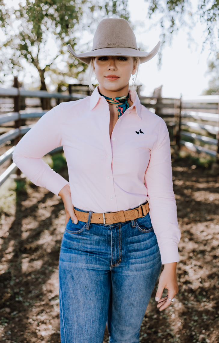 CLEARANCE - Ladies Peach Oxford Shirt